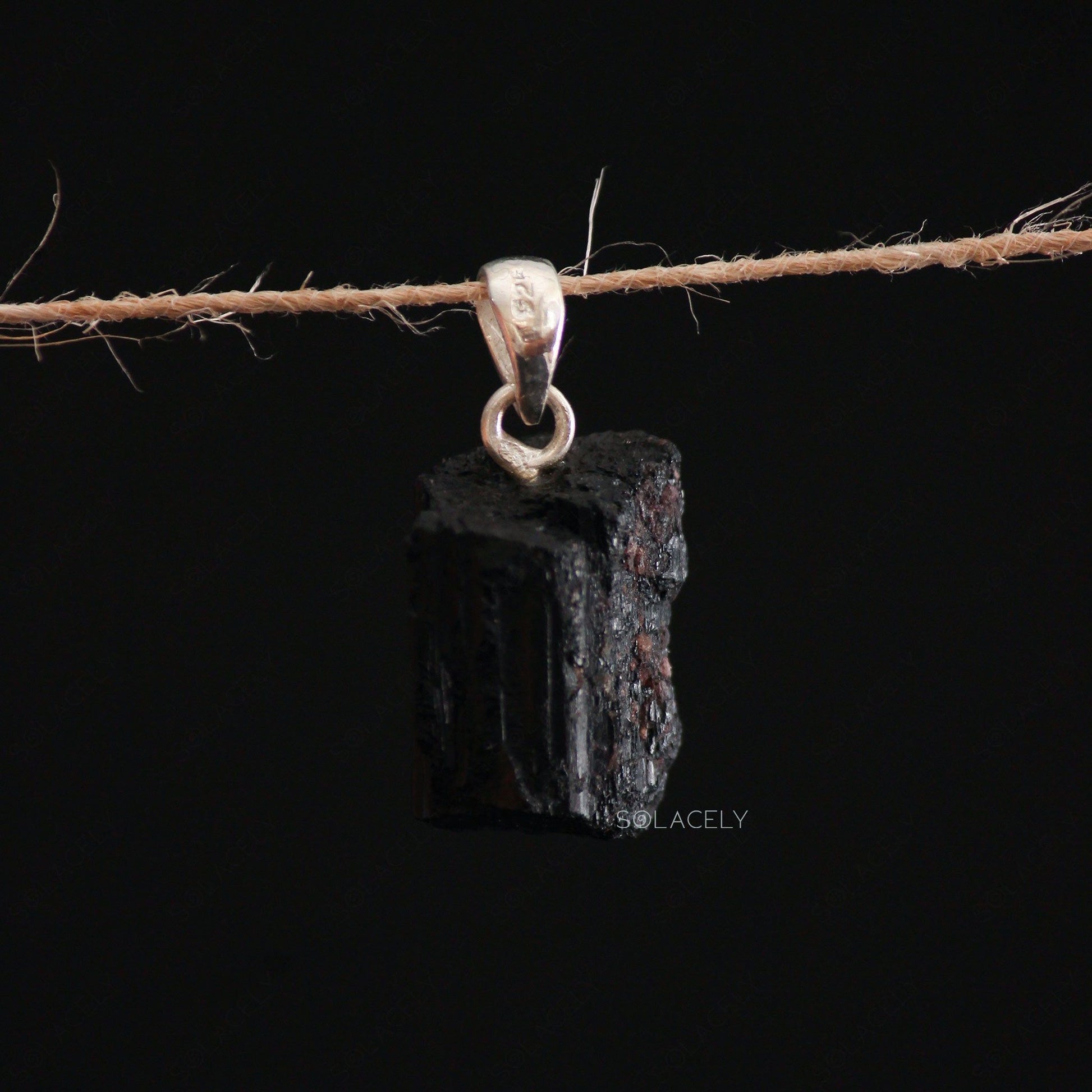 raw red garnet pendant sterling 