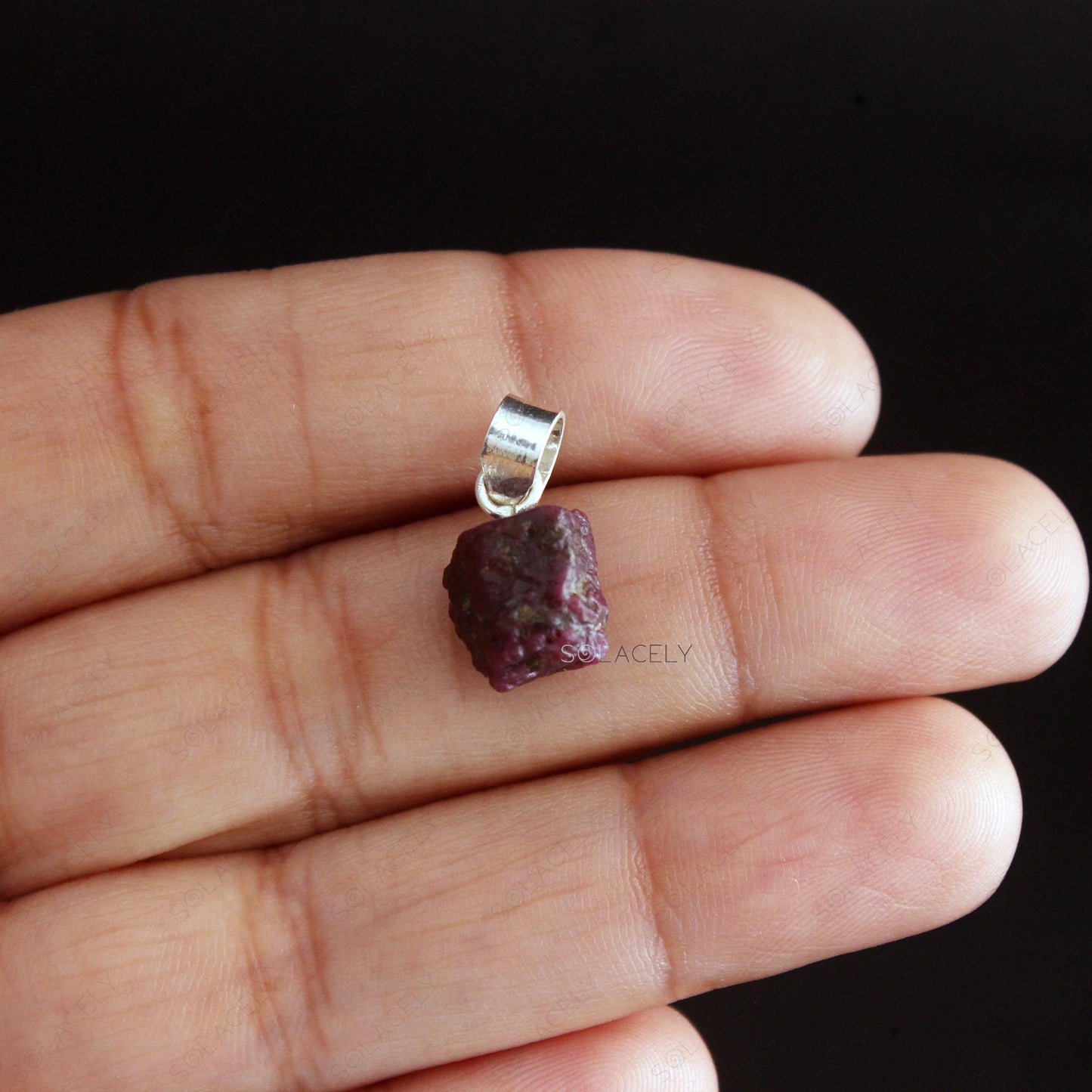 raw red garnet pendant