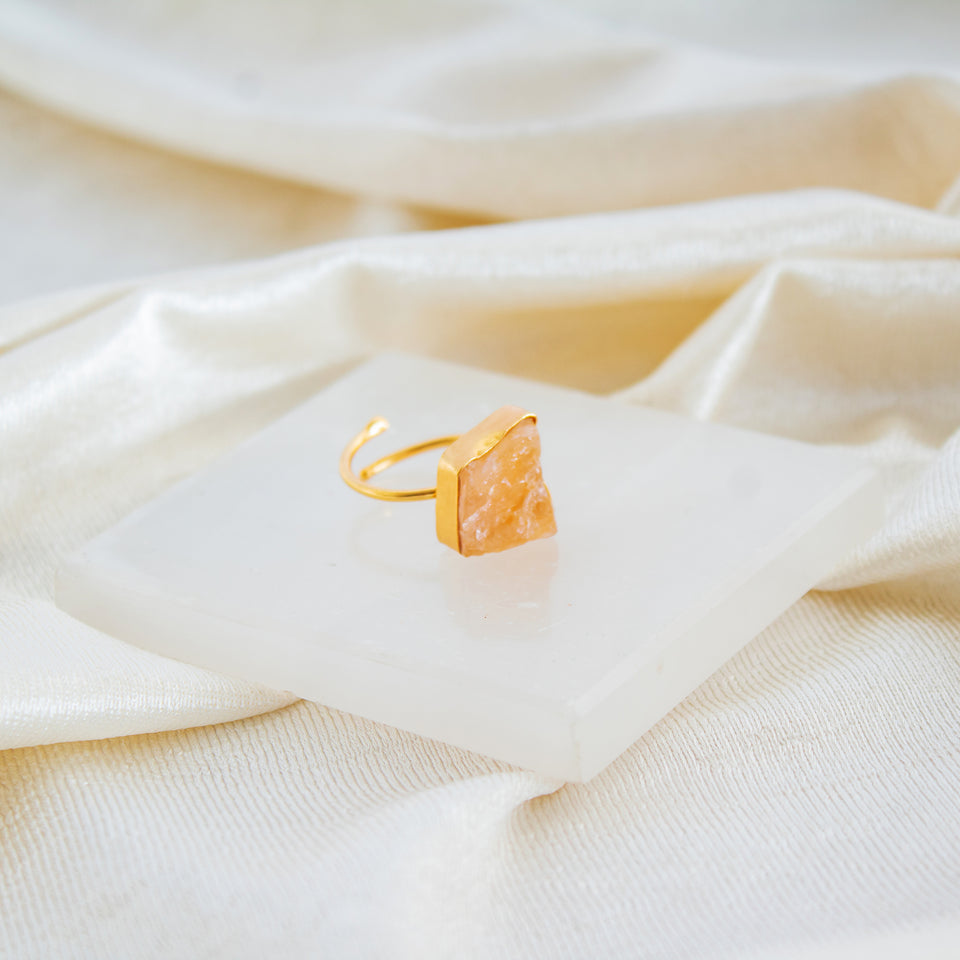 raw citrine adjustable ring