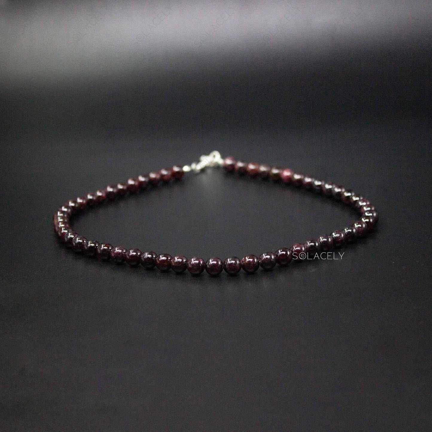 red garnet beaded necklace 6mm