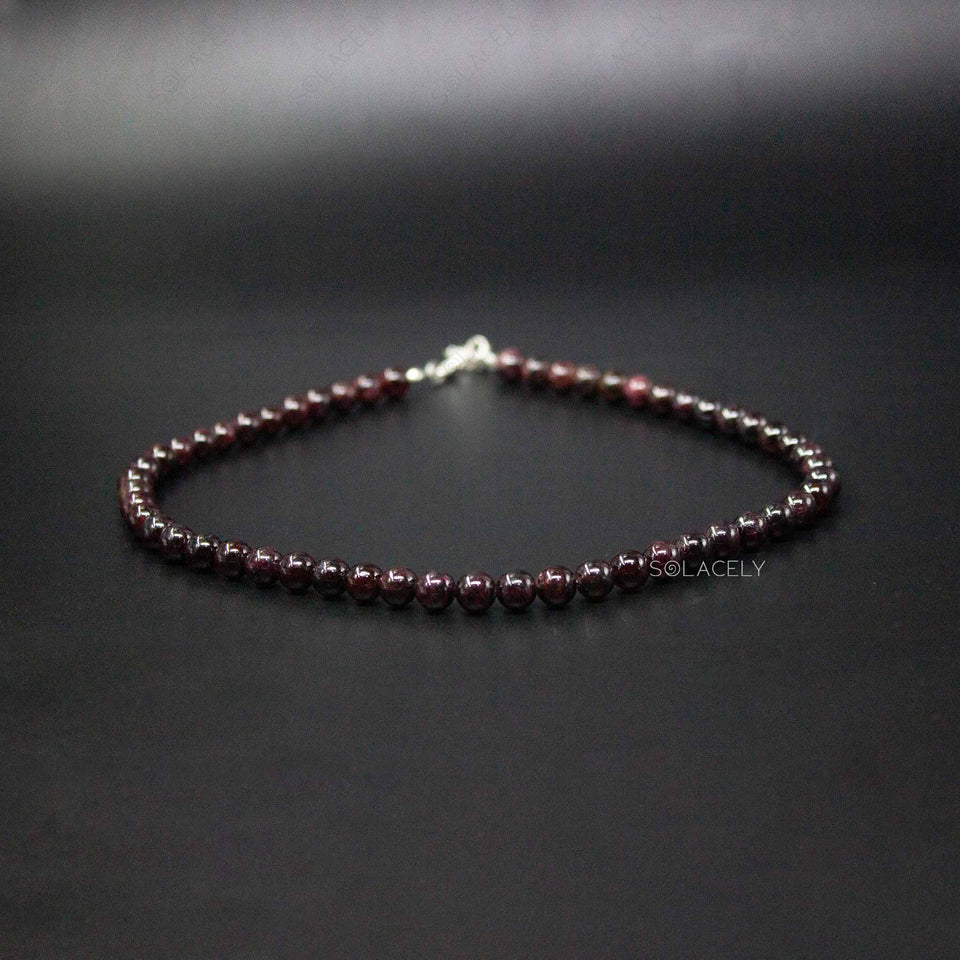 red garnet beaded necklace 6mm