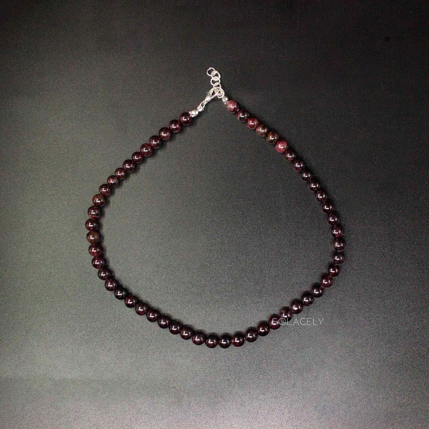 red garnet beaded necklace