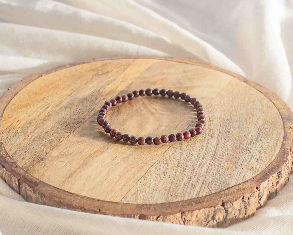 4mm crystal bead red garnet bracelet