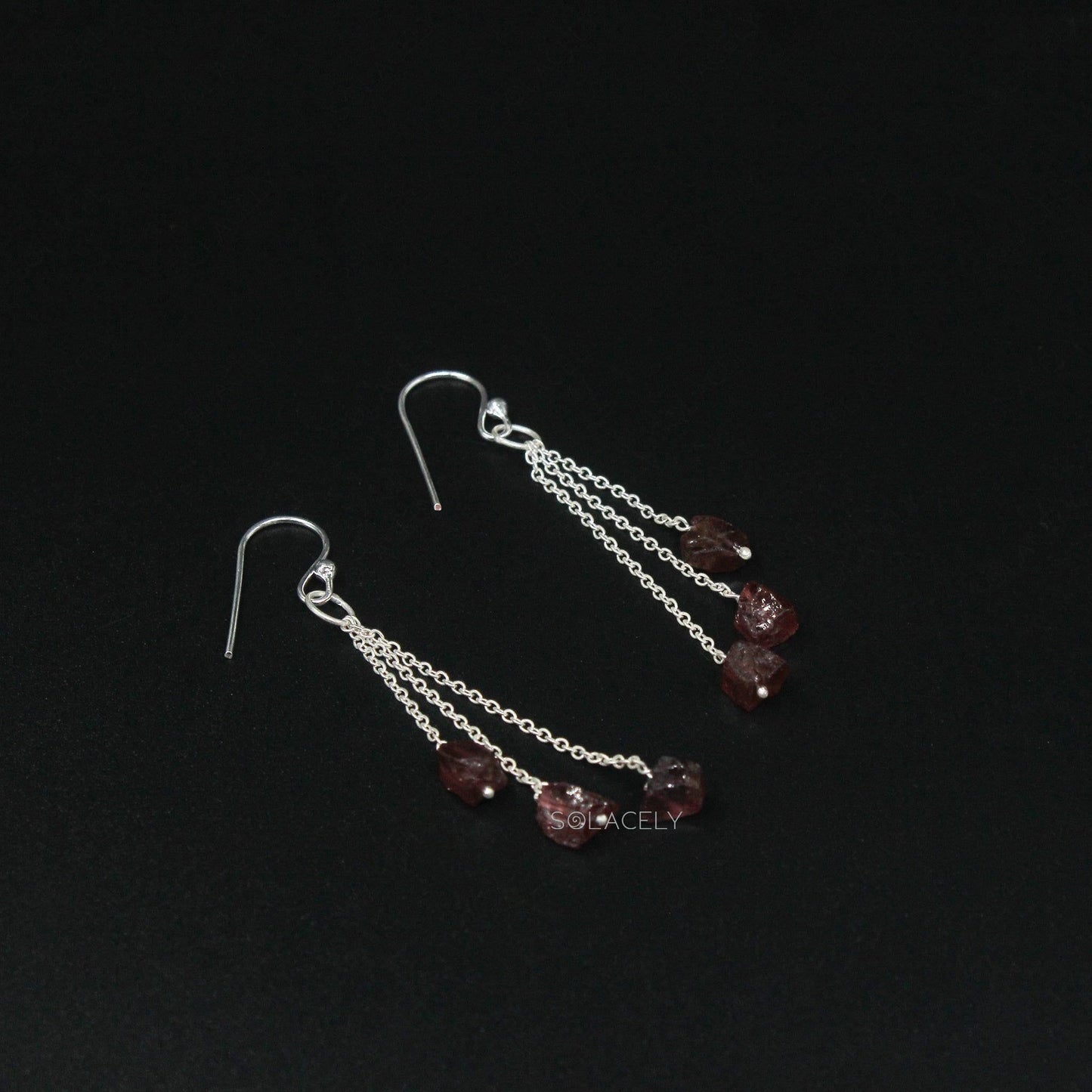 red garnet triple chain drop