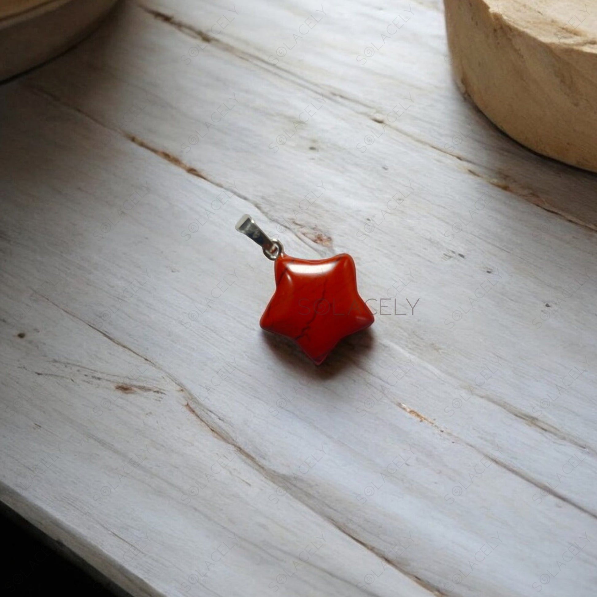 red jasper star shaped pendant