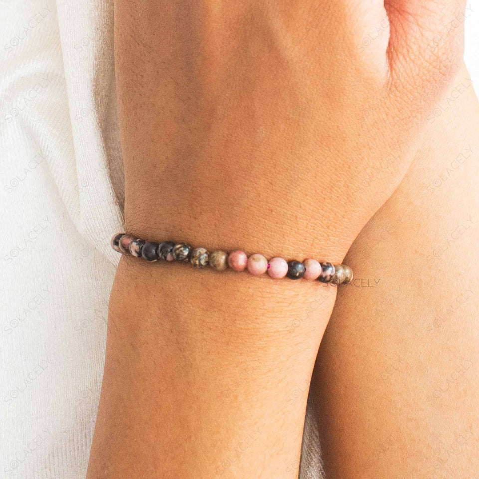 rhodonite 4mm crystal braclet