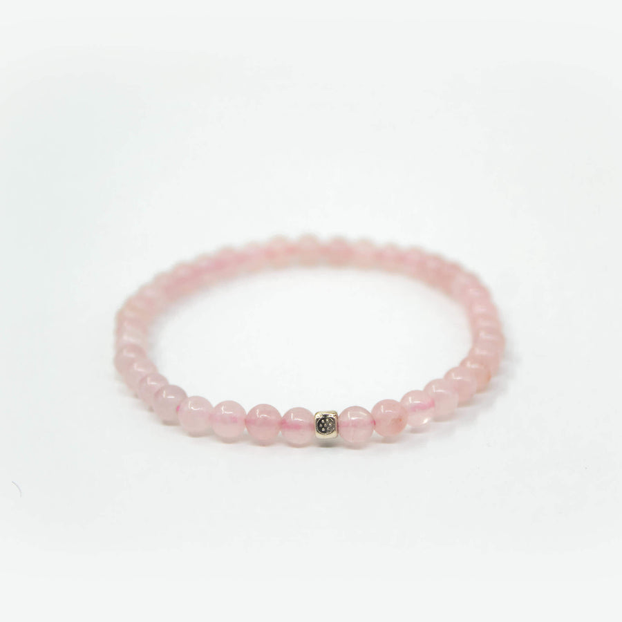 rose quartz crystal bracelet 4mm bead with charm