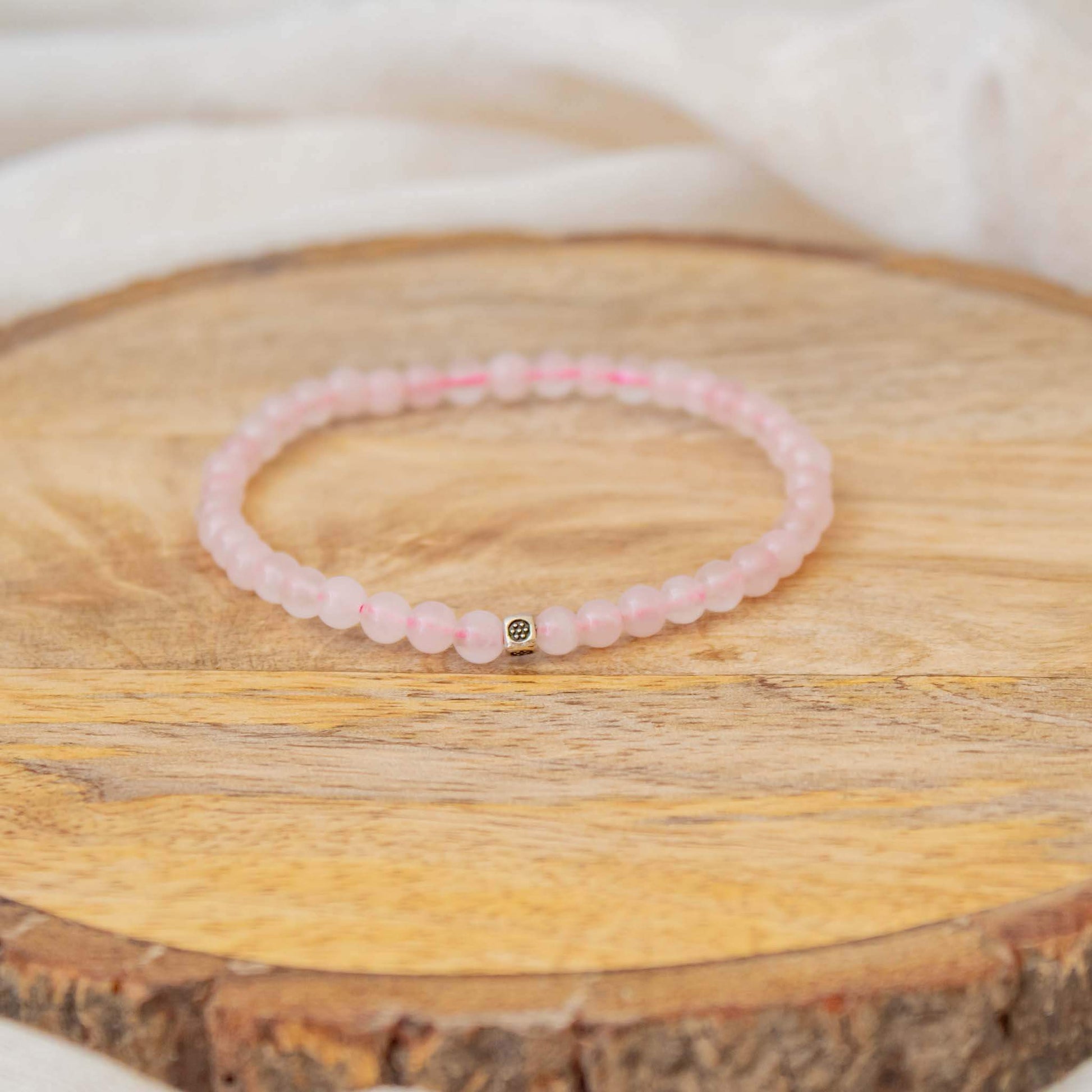 4mm rose quartz bracelet with charm