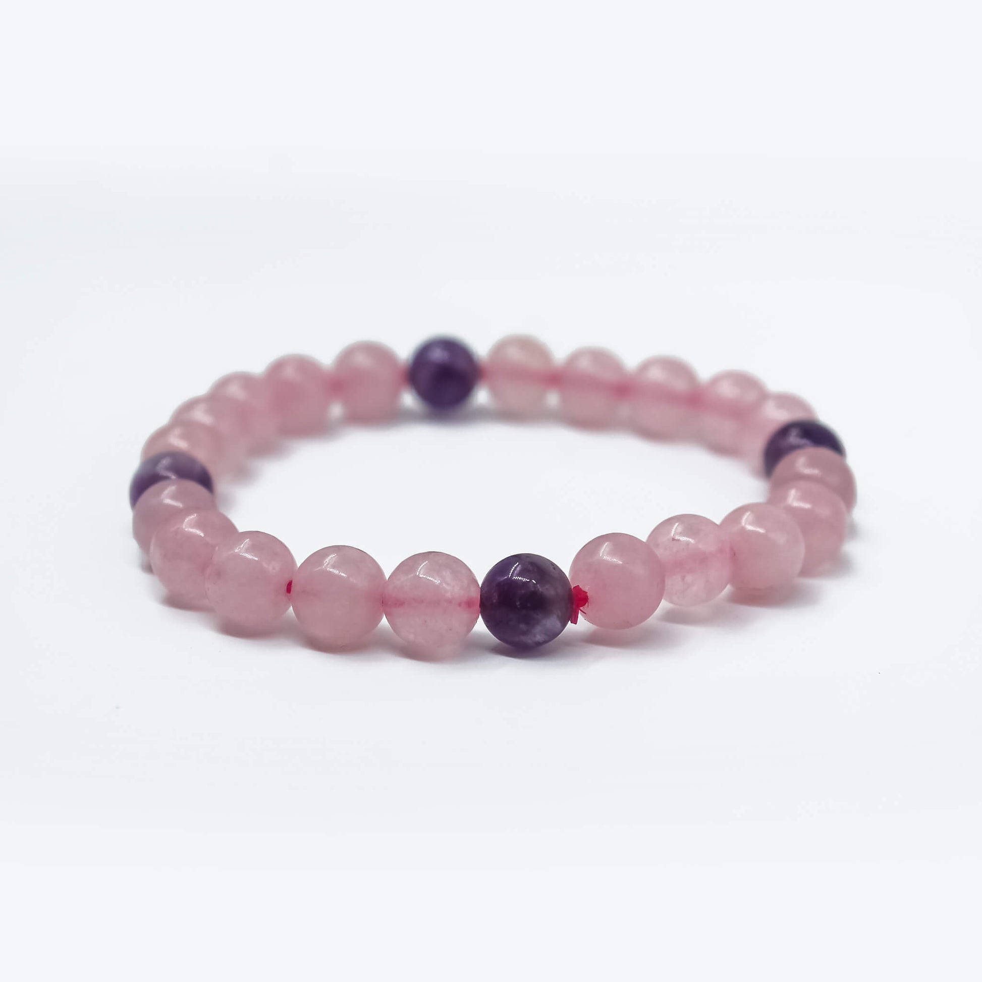 8 mm rose quartz and amethyst bracelet for women