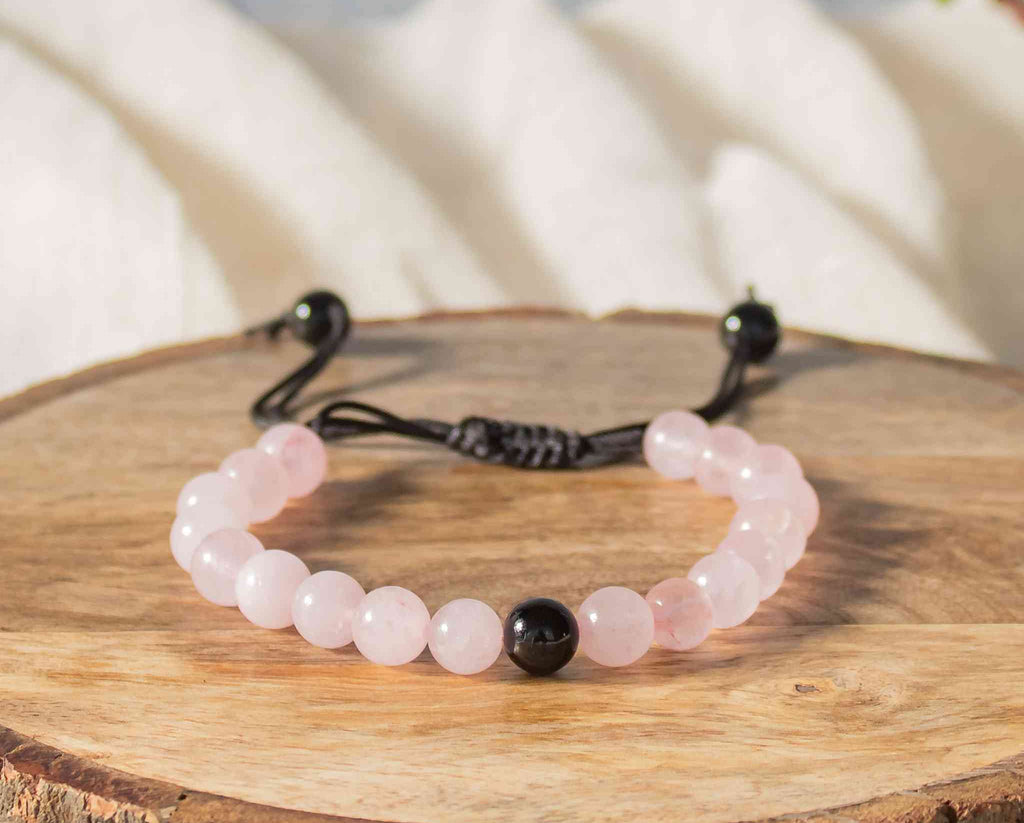 black tourmaline and rose quartz crystal bracelet benefits