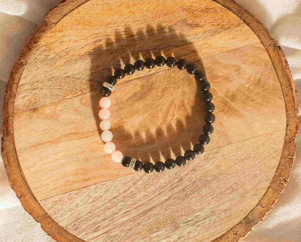 rose-quartz-and-black-tourmaline-matching-couple-bracelet 6 mm beads