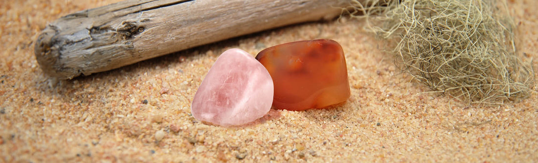 Rose Quartz and carnelian crystal