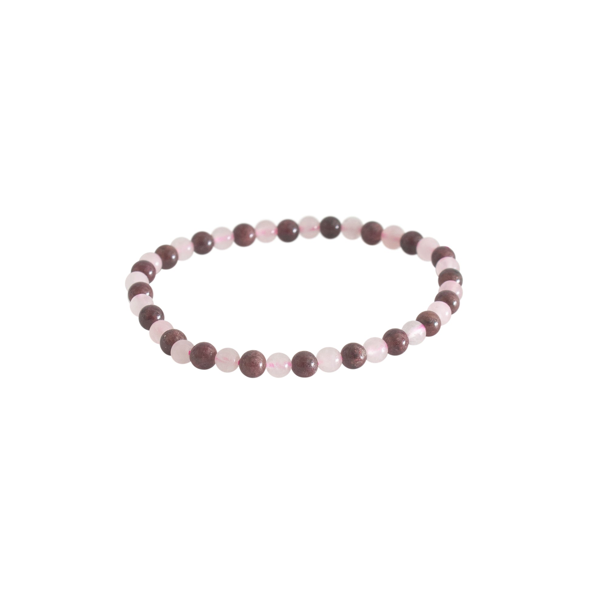 rose quartz and garnet 4mm beads