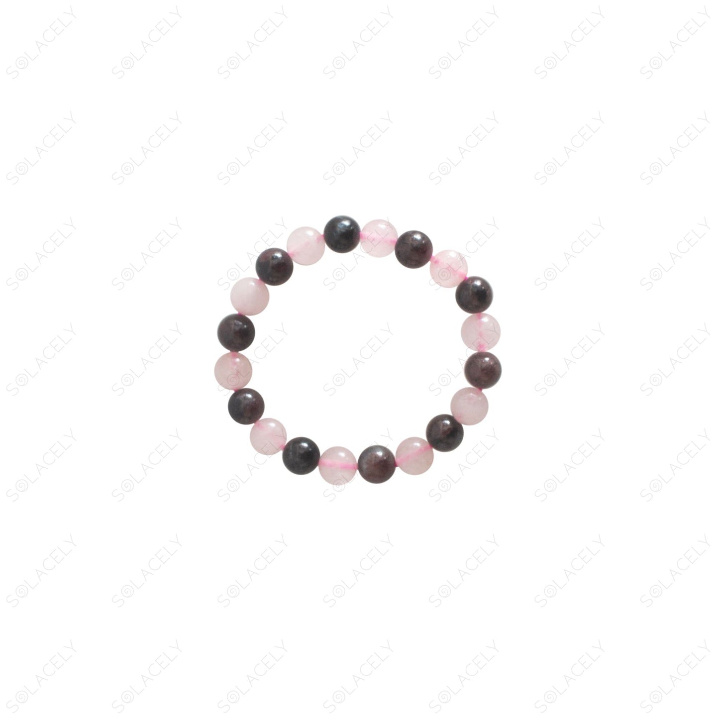 rose quartz and garnet crystal bracelet 8mm beads