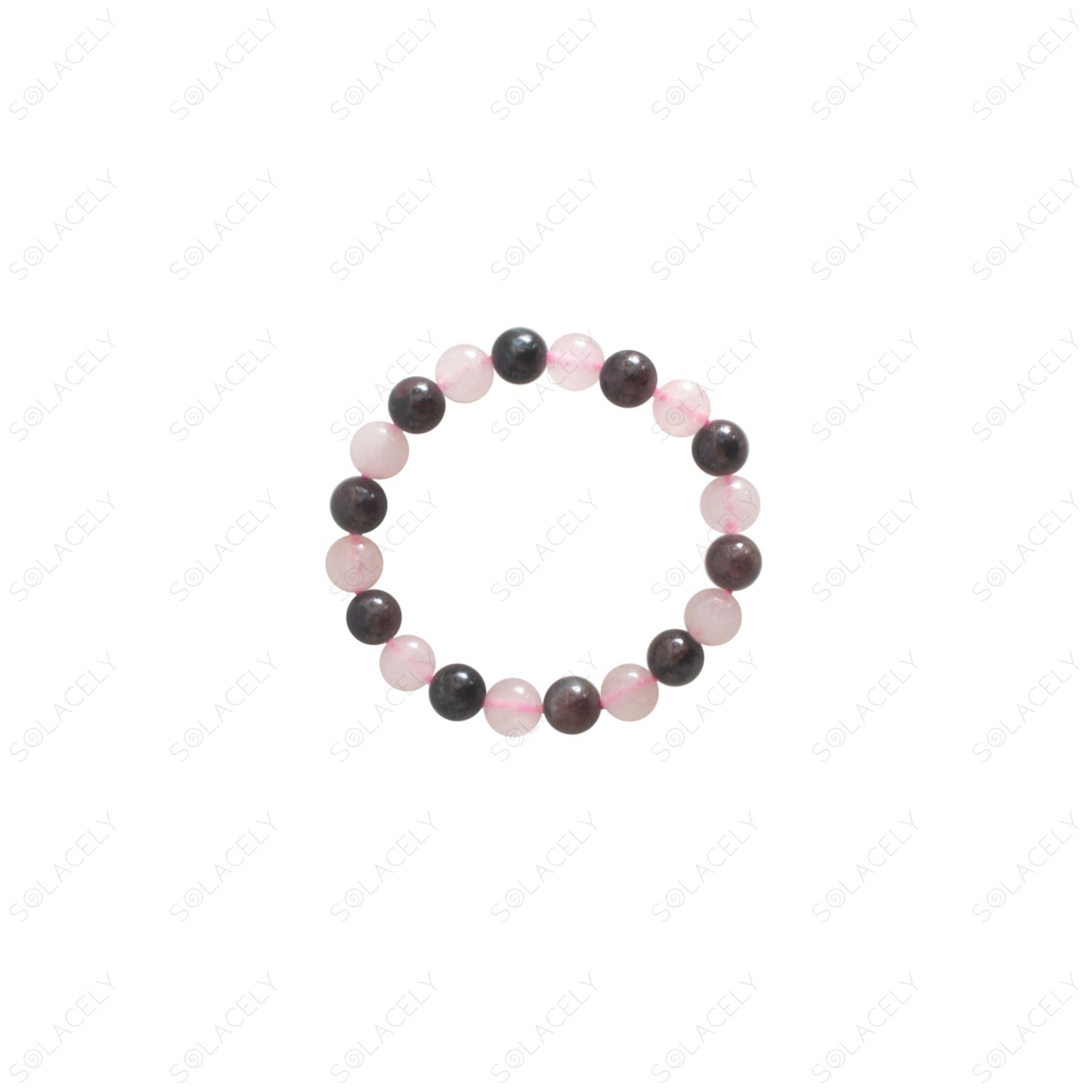 rose quartz and garnet crystal bracelet 8mm beads