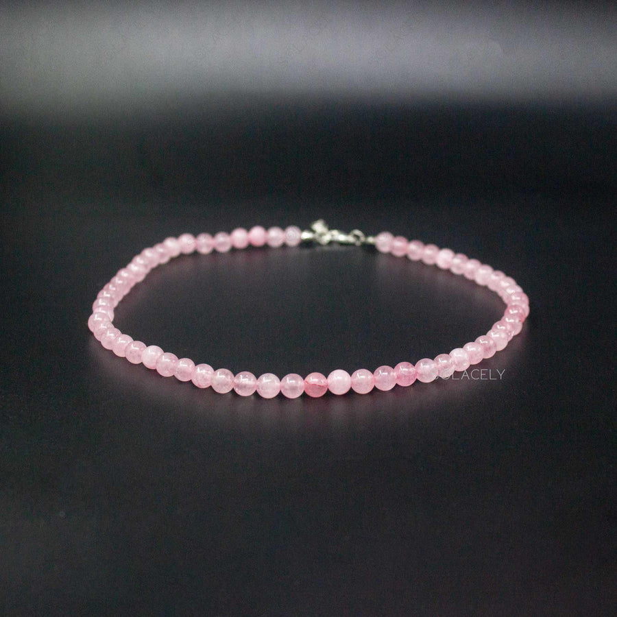 rose quartz beaded necklace 6mm