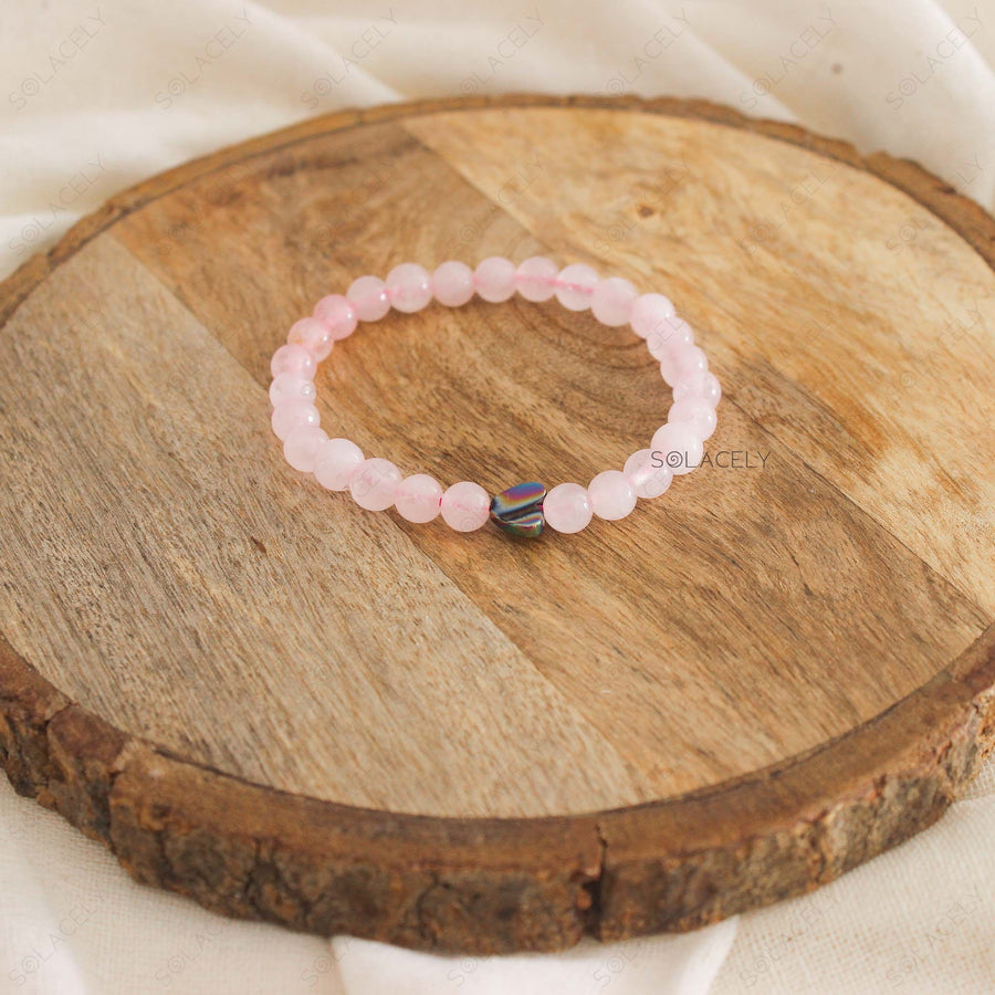 rose quartz bracelet with heart