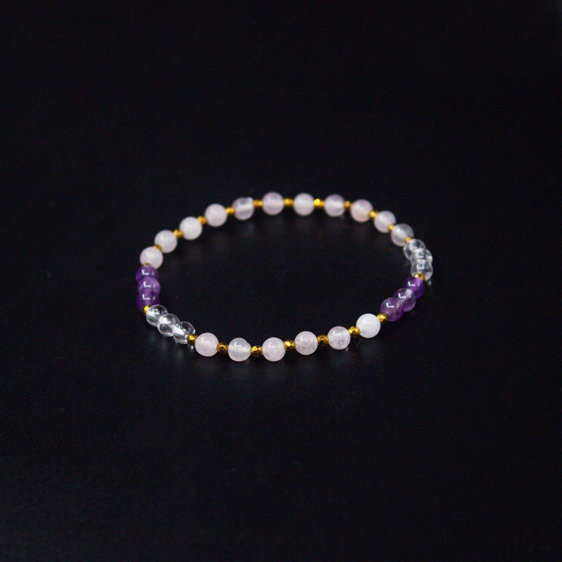 rose quartz clear quartz amethyst bracelet