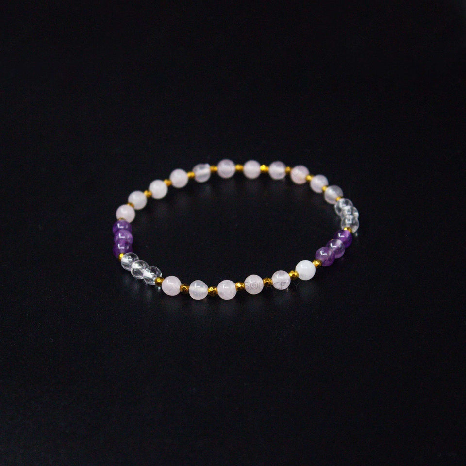 rose quartz clear quartz amethyst bracelet