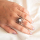 rose quartz copper flower ring