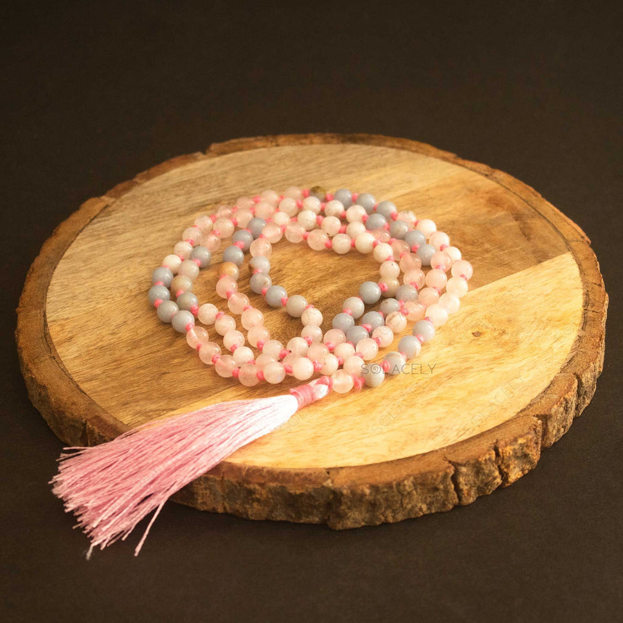 rose quartz moonstone angelite 6mm beads japmala