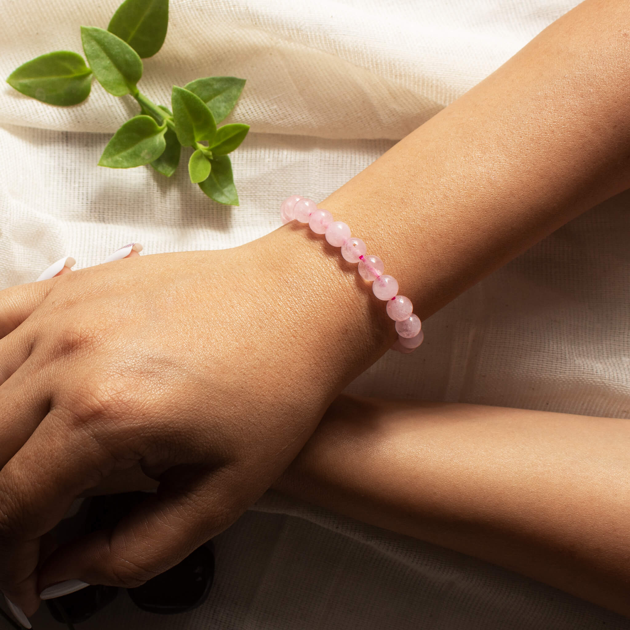pink Stone Rose Quartz Beaded Bracelet at Rs 85 in Khambhat | ID:  23464908791