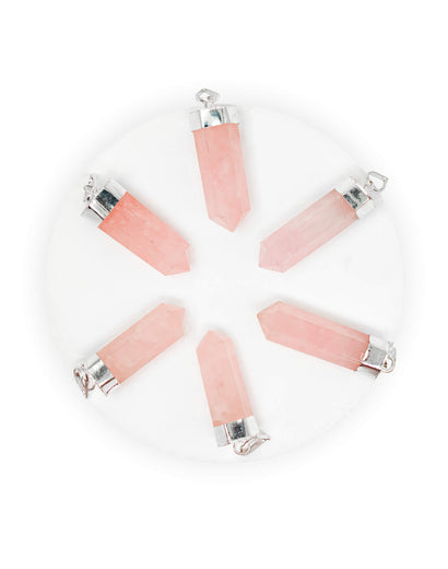rose quartz pencil pendant