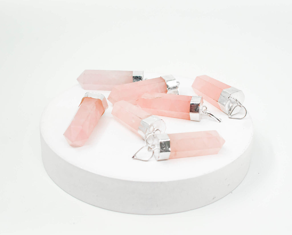 rose quartz crystal pendant