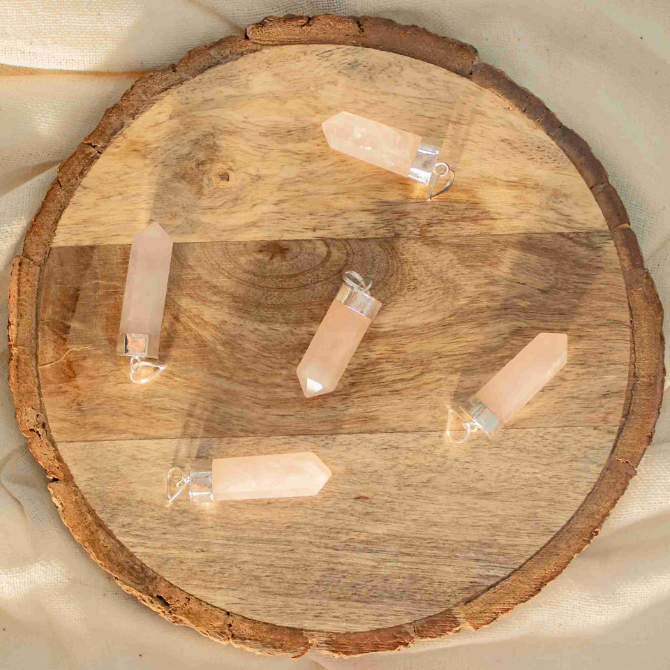 rose quartz pencil pendant benefits