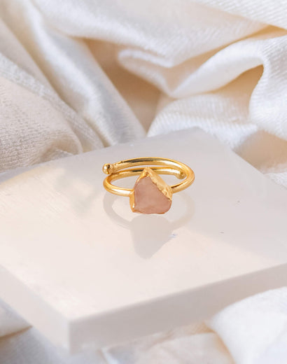 Rose Quartz Silver Ring - Sterling Silver, 5 Sizes // Tiny Rituals