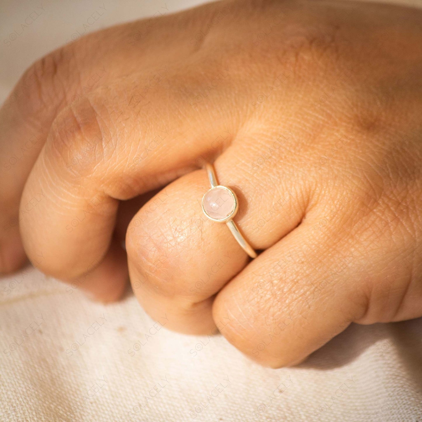 elegant rose quartz silver ring