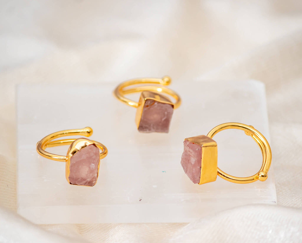 adjustable rose quartz ring for relationship