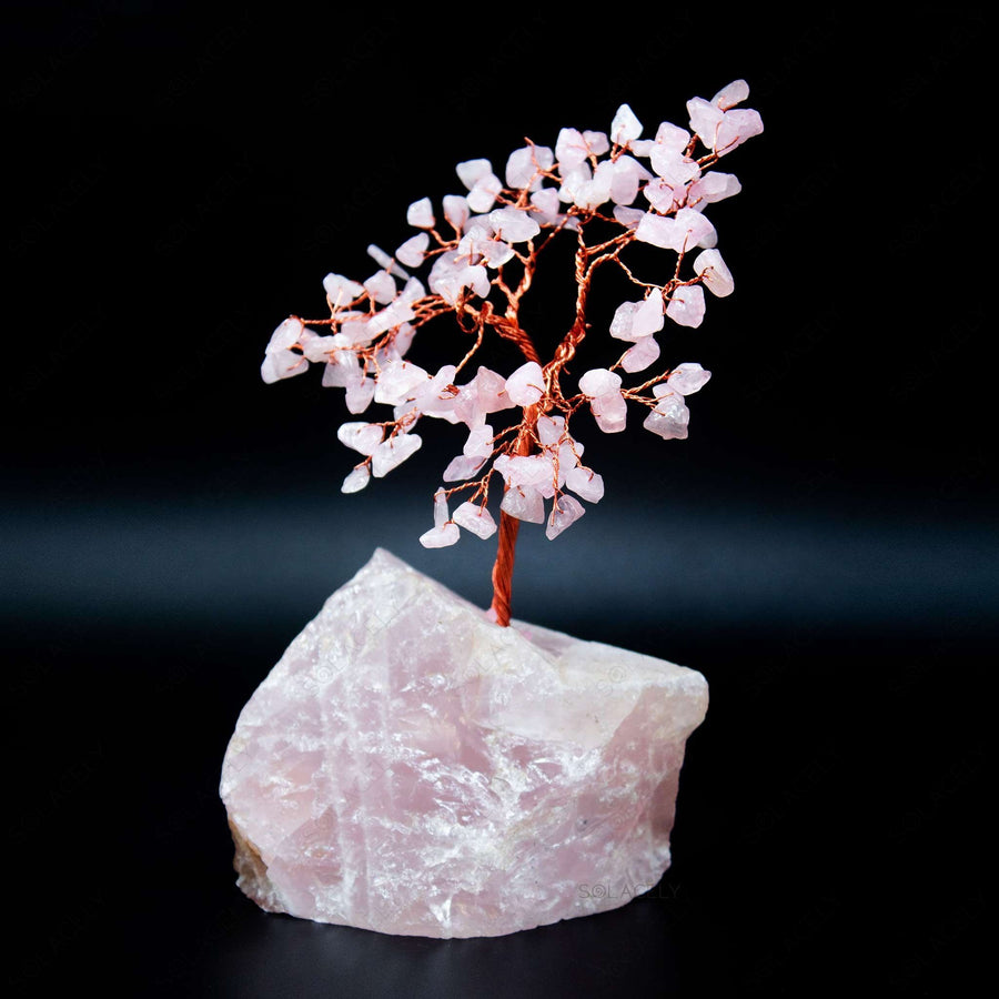 rose quartz tree with base