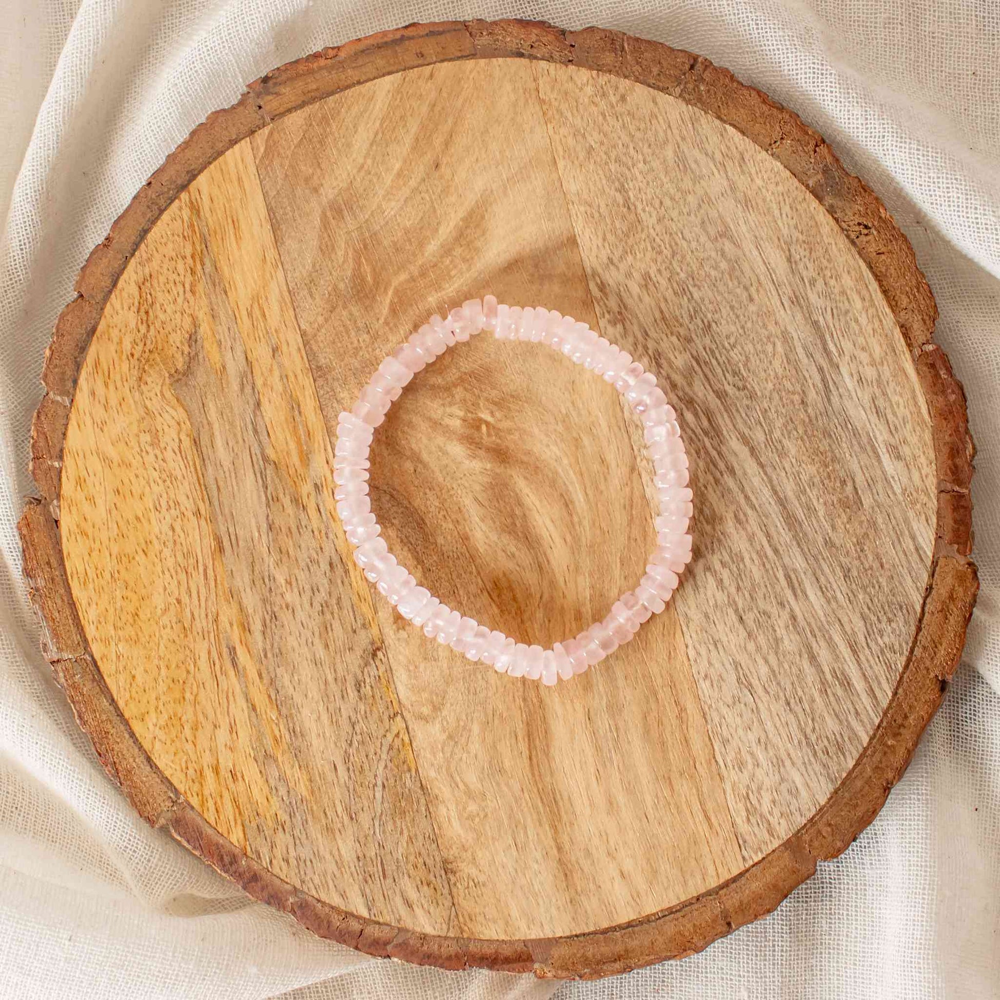rose quartz bracelet with natural tyre bead