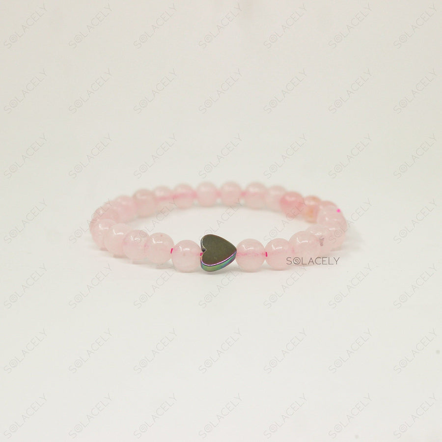 rose quartz with heart charm