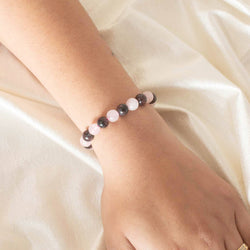 rose quartz and garnet crystal bracelet