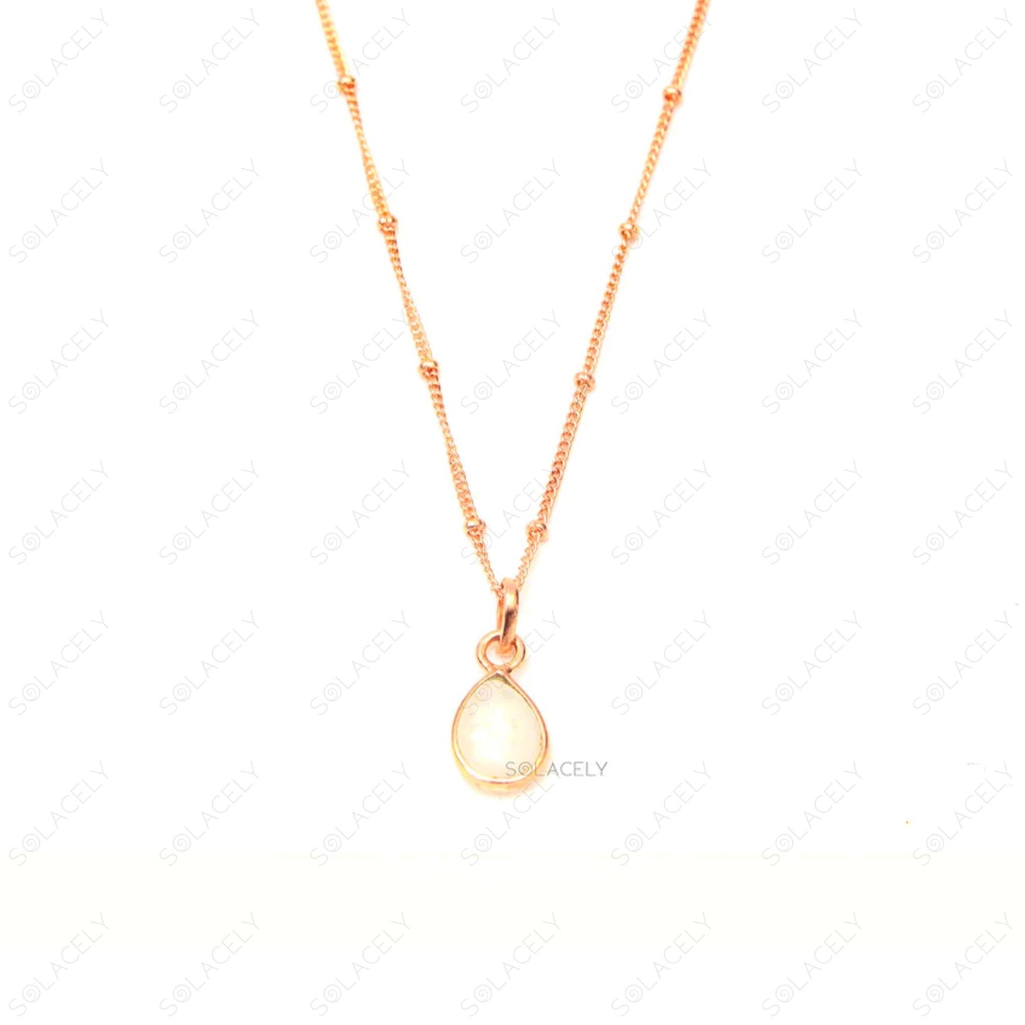 rose gold moonstone pearl shape necklace