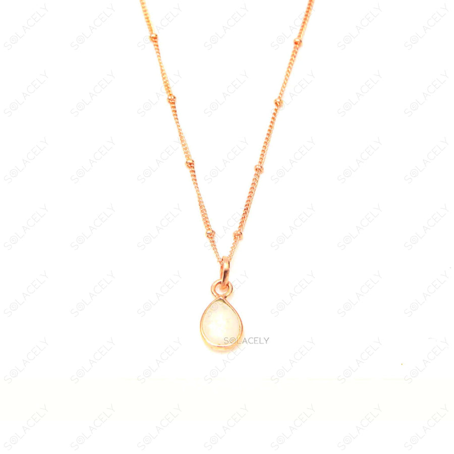 rose gold moonstone pearl shape necklace