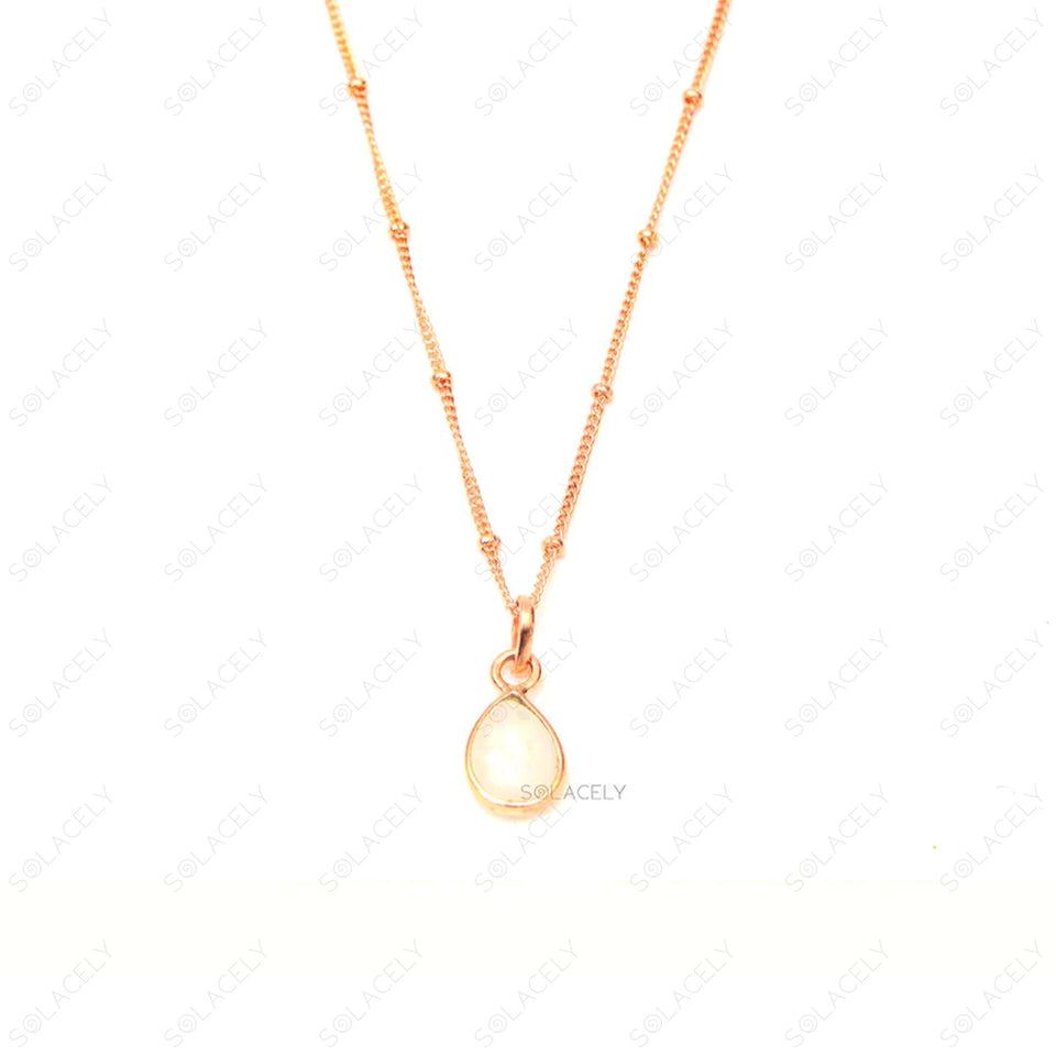 rose gold moonstone pearl shape necklace