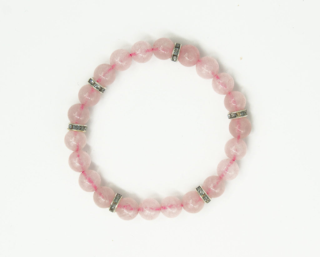 rose quartz bracelet with charm rakhi gift