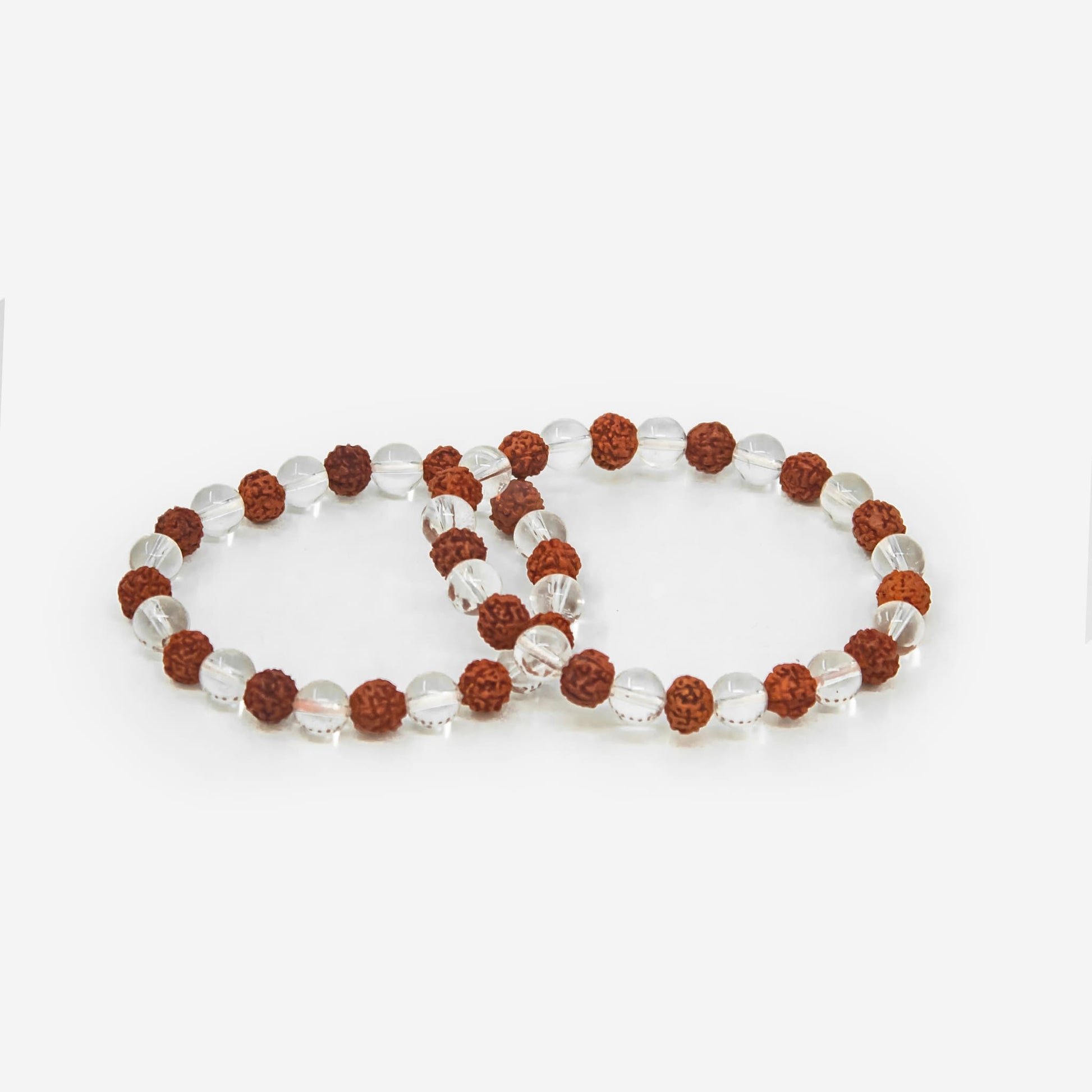 8 mm clear quartz and rudraksha bracelet
