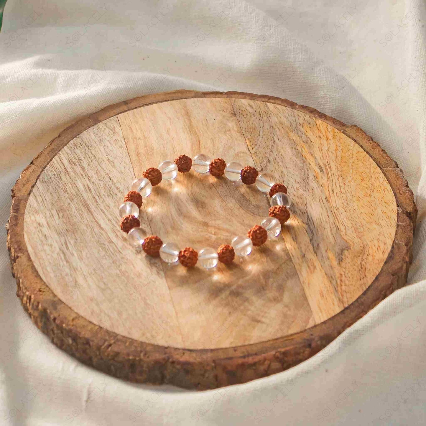 Beautiful Rudraksha and Clear Quartz Bracelet