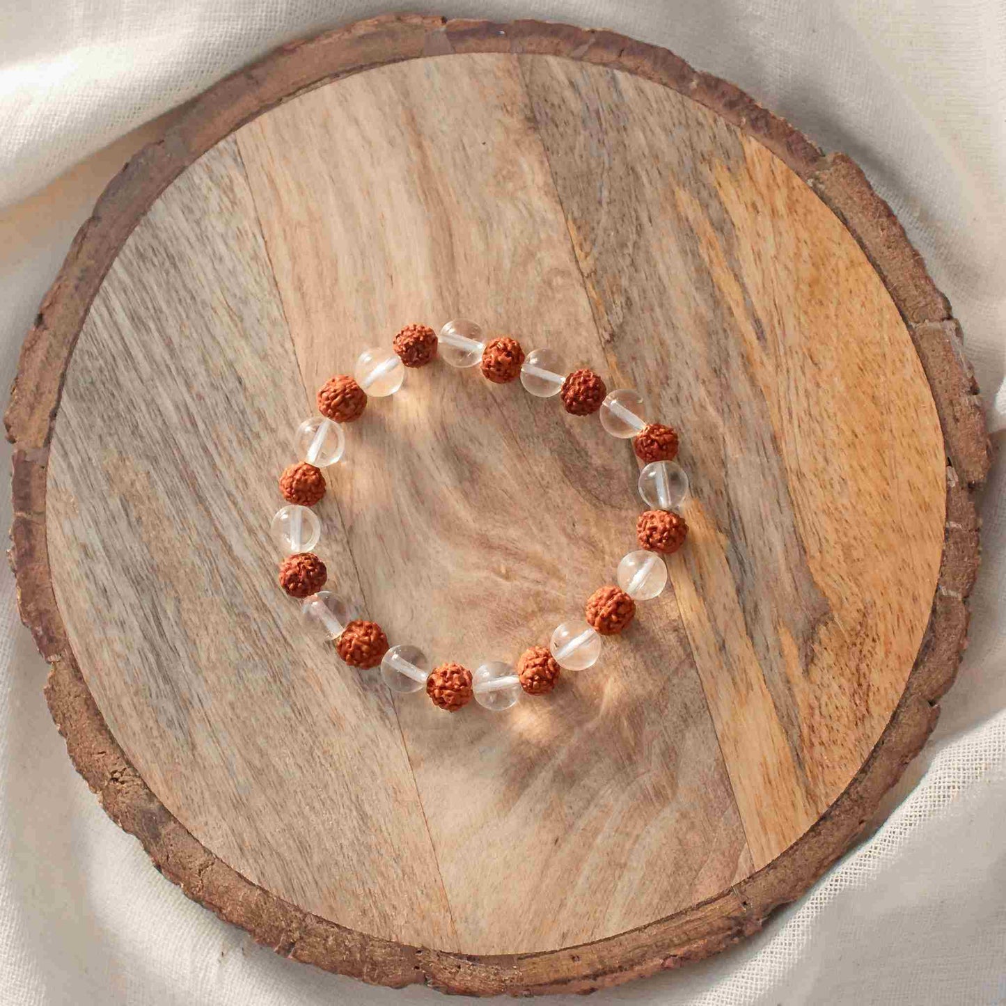 clear quartz and rudraksha combination bracelets