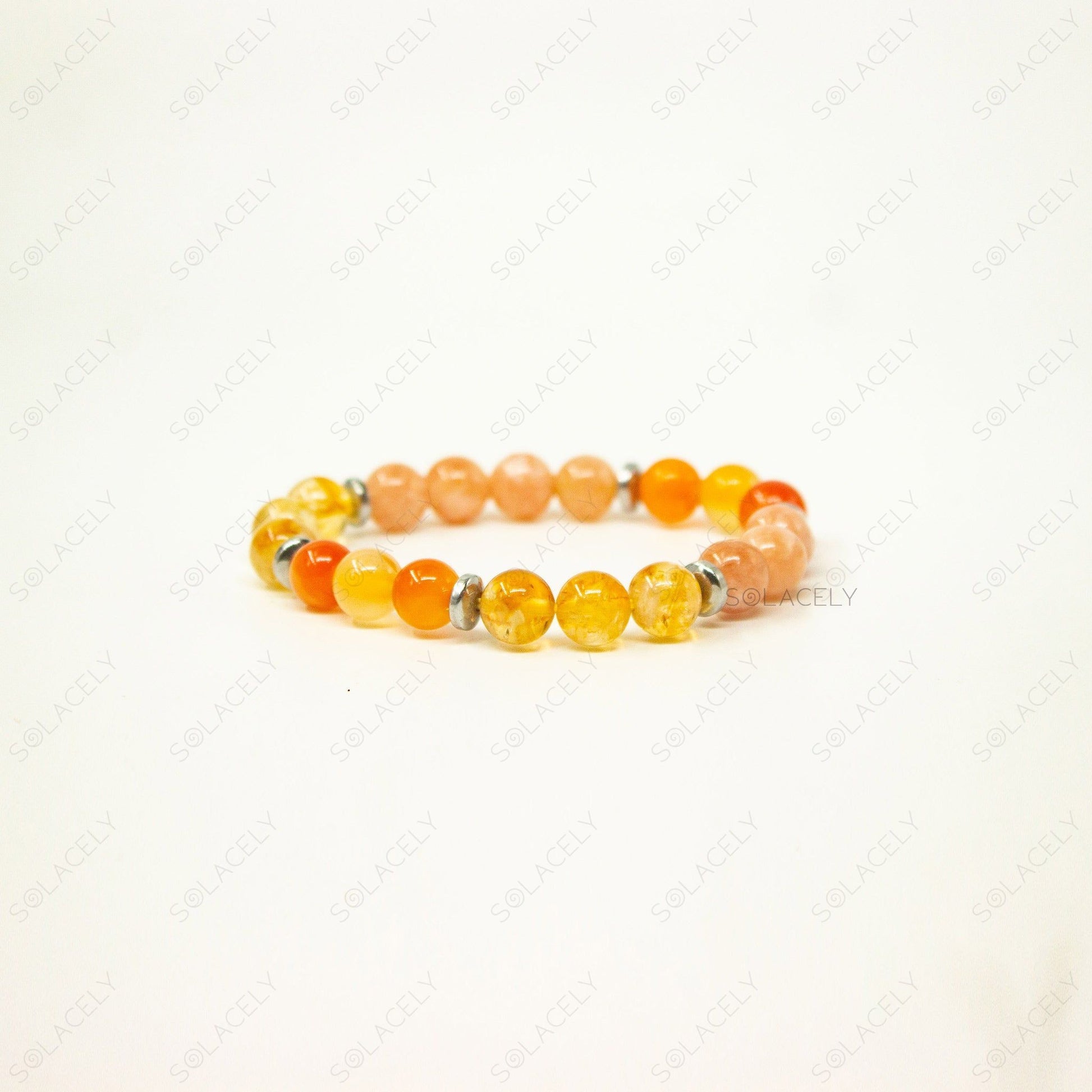 sacral chakra crystal bracelet with hematite spacers