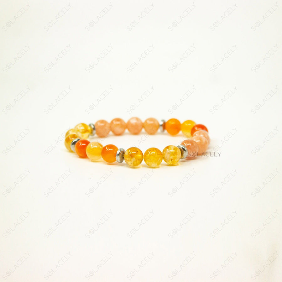 sacral chakra crystal bracelet with hematite spacers