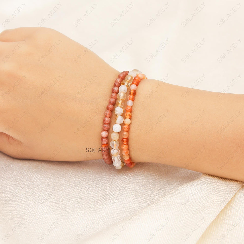 sacral chakra stackable crystal bracelet