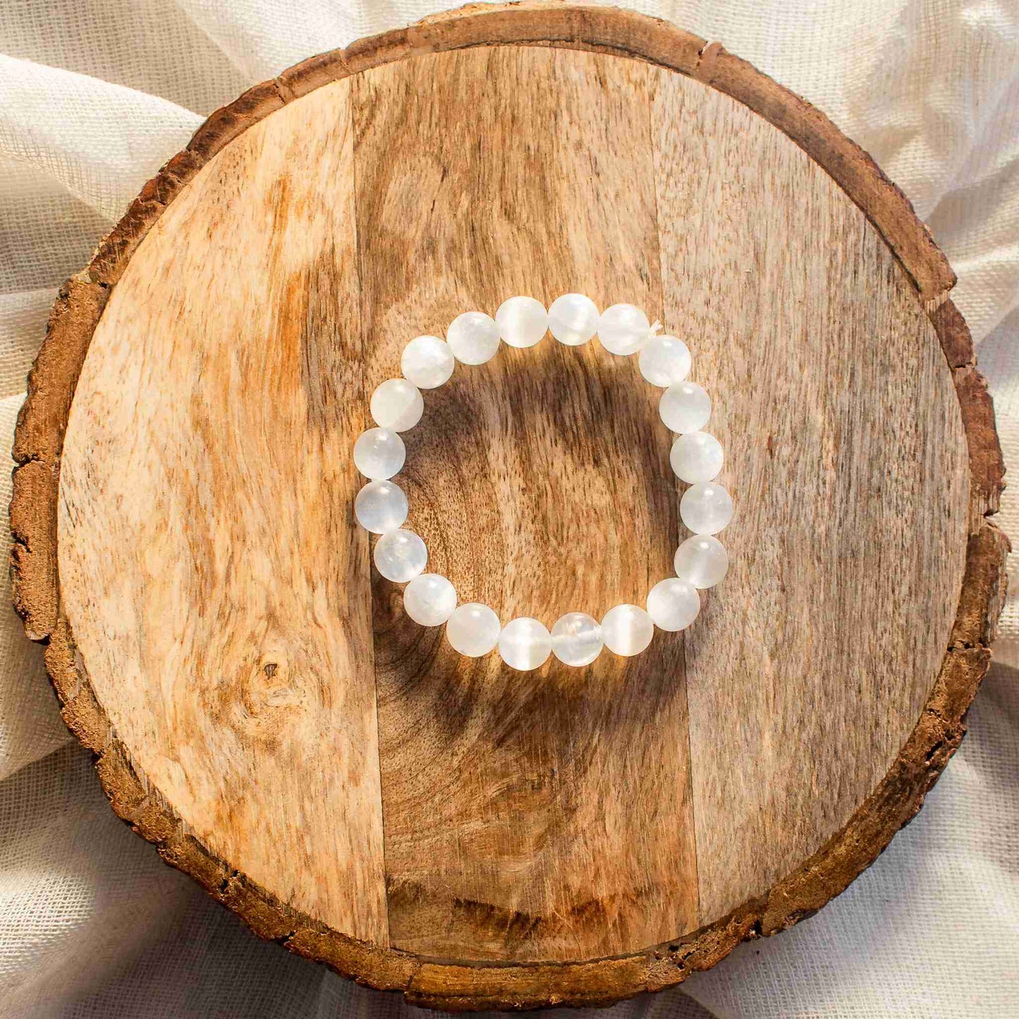 selenite crystal bracelet with 8mm beads