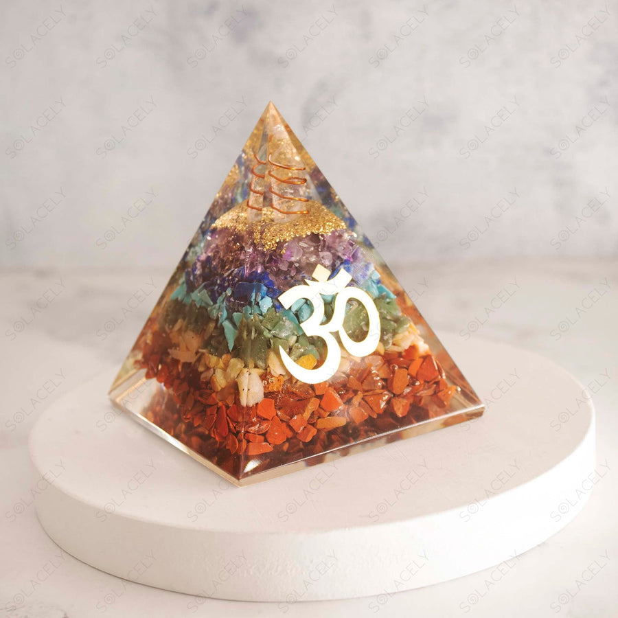 seven chakra orgone pyramid with om