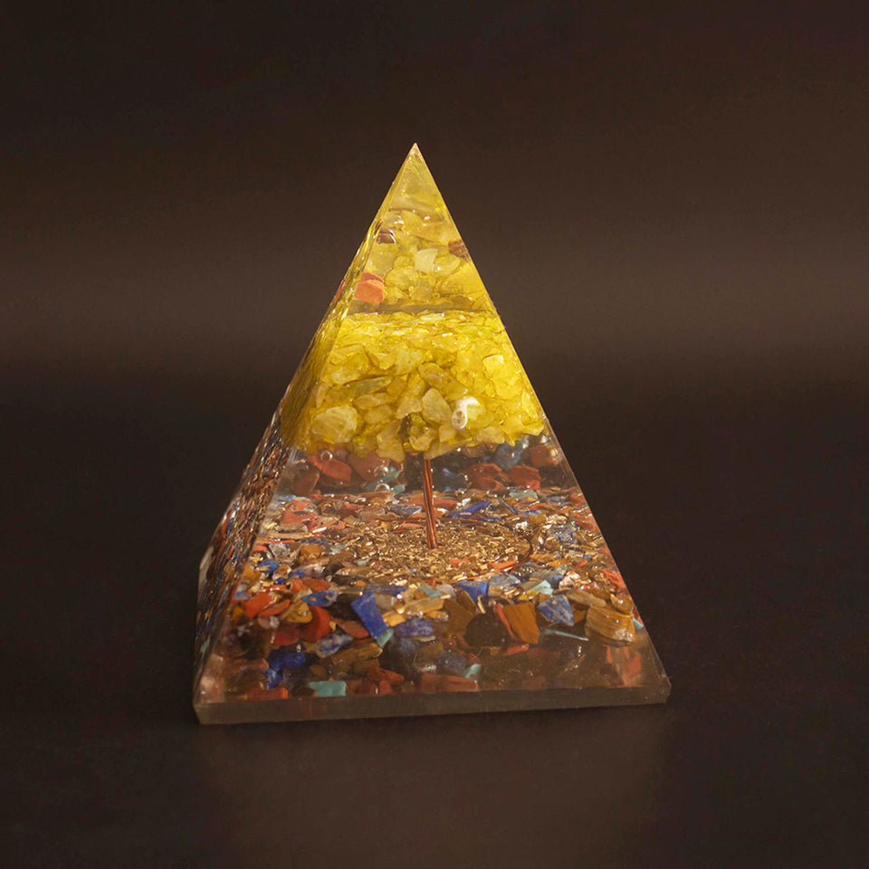 seven chakra orgone with citrine tree of life pyramid