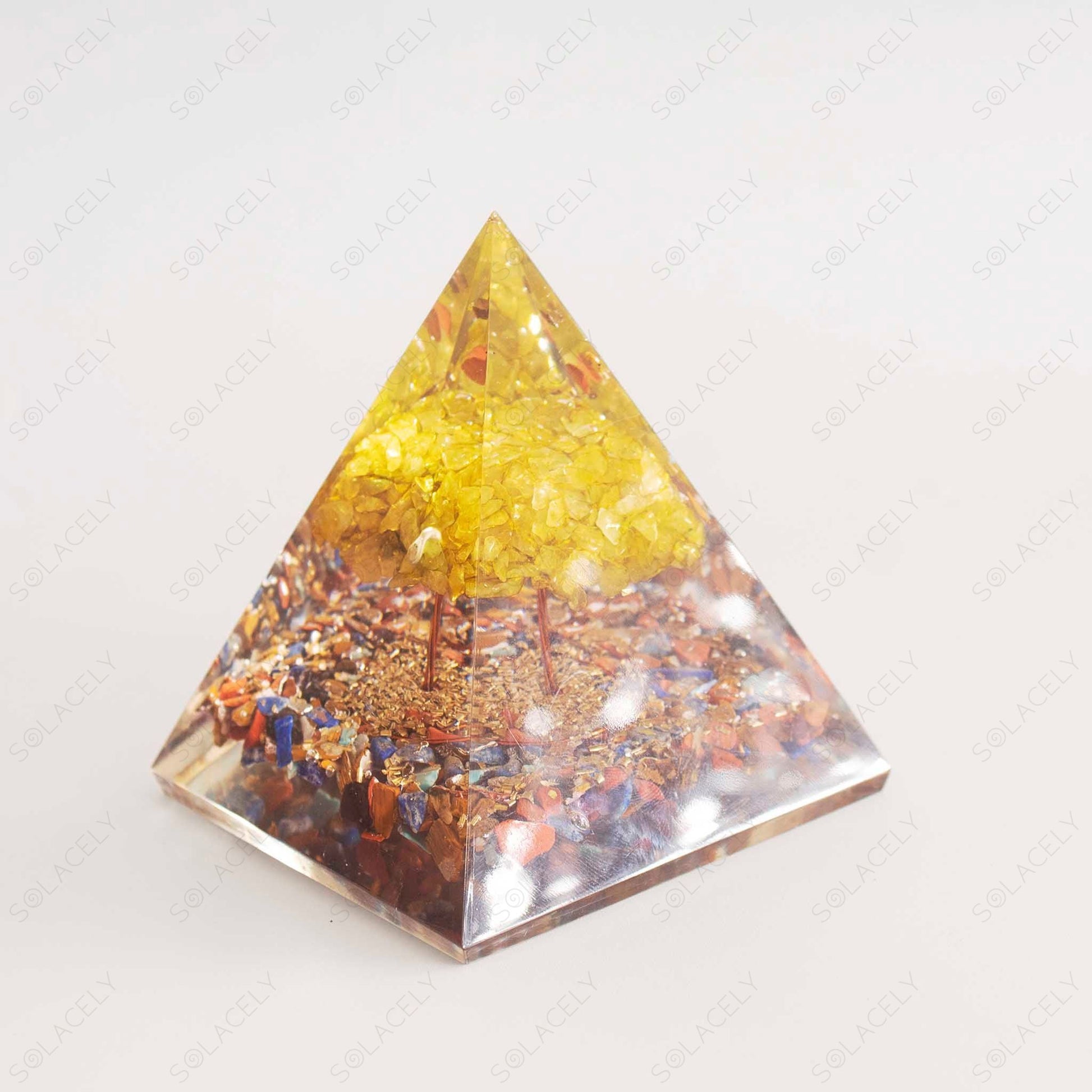 seven chakra pyramid with citrine tree